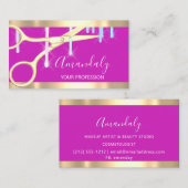 Moderne Friseur Coiffeur Schere Tropfen Pink Visitenkarte (Vorne/Hinten)