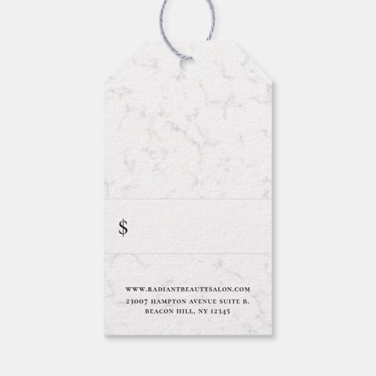 Moderne Friseur-Logos Grau-Marmor-Preisschilder Geschenkanhänger (Rückseite)