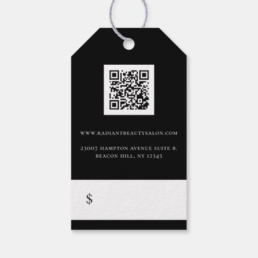 Moderne Friseur-Logos Schwarze Preisschilder Geschenkanhänger (Rückseite)