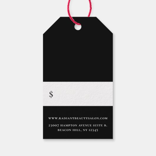 Moderne Friseur-Logos Schwarze Preisschilder Geschenkanhänger (Rückseite)