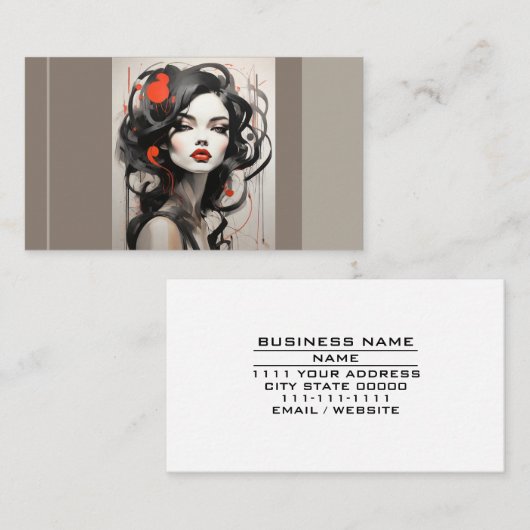 Moderne Friseure Chic Beauty Salon Kosmetik Visitenkarte (Vorne/Hinten)