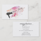 Moderne Friseurgrunge mit rosafarbenem, glänzenden Visitenkarte (Vorne/Hinten)