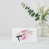 Moderne Friseurgrunge mit rosafarbenem, glänzenden Visitenkarte (Stehend Vorderseite)