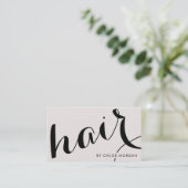 Moderne Friseurin skript perlrosa  Visitenkarte (Stehend Vorderseite)
