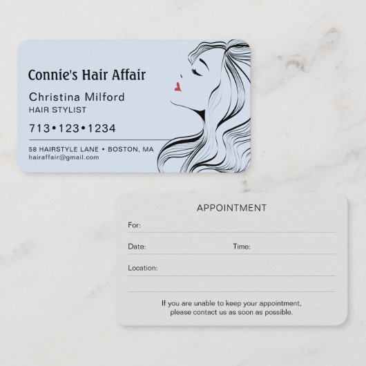 Moderne Friseursalon Blaue Ernennung Visitenkarte (Vorne/Hinten)