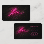 Moderne Friseursalon - Hot Pink Neon Visitenkarte (Vorne/Hinten)