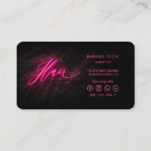 Moderne Friseursalon - Hot Pink Neon Visitenkarte (Rückseite)