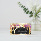 Moderne Friseurschere Lila Glitzer Schwarz Visitenkarte (Stehend Vorderseite)