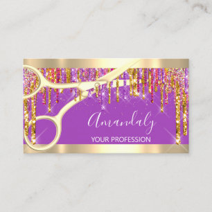 Moderne Friseurschere Lila Violett Gold Visitenkarte