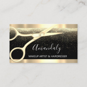 Moderne Friseurschere Stylist Coiffeur Gold Visitenkarte