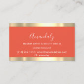 Moderne Friseurschere Tropfen Gold Coral Visitenkarte (Rückseite)