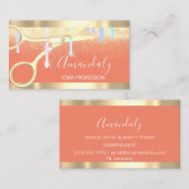 Moderne Friseurschere Tropfen Gold Orange Visitenkarte (Vorne/Hinten)