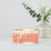 Moderne Friseurschere Tropfen Gold Orange Visitenkarte (Stehend Vorderseite)