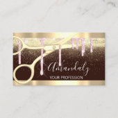 Moderne Friseurschere Tropfen Gold Pink Black Visitenkarte (Vorderseite)