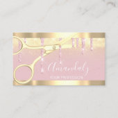 Moderne Friseurschere Tropfen Gold Pink Blush Visitenkarte (Vorderseite)