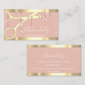 Moderne Friseurschere Tropfen Gold Rose Blush Visitenkarte (Vorne/Hinten)
