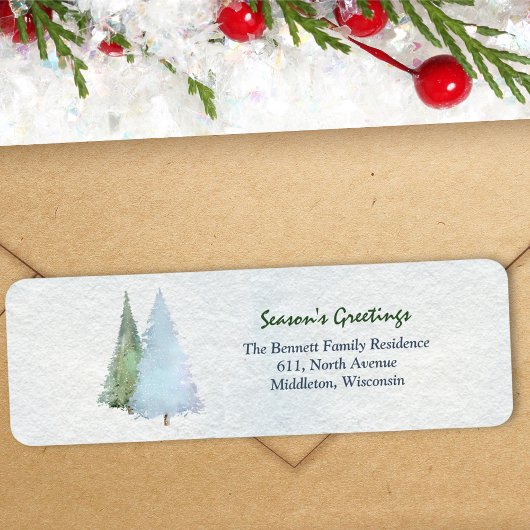 Moderne Frohe Festtage Pine Tree Rücksendeadresse