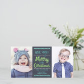 Moderne frohe kleine Weihnachten Zwei-Foto-Marine (Stehend Vorderseite)