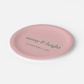 Moderne frohe und helle Weihnachtsfeiertage Rosa G Pappteller (Schrägansicht)