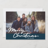 Moderne frohe Weihnachten 1 Foto Marine Kariert (Vorderseite)