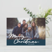 Moderne frohe Weihnachten 1 Foto Marine Kariert (Stehend Vorderseite)