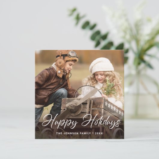 Moderne frohe Weihnachten 2 FOTO Gruß Einfach (Stehend Vorderseite)