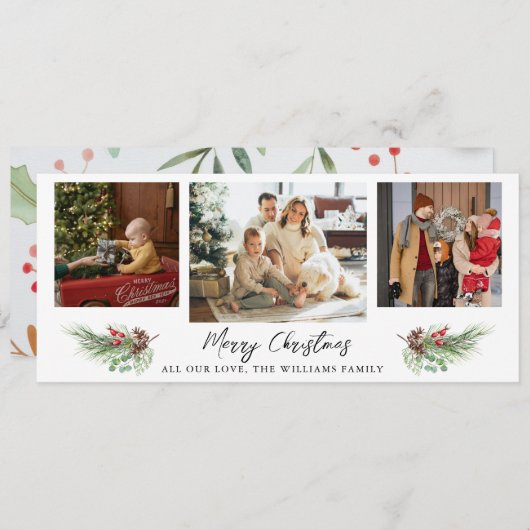 Moderne frohe Weihnachten 3 Foto Collage (Vorne/Hinten)
