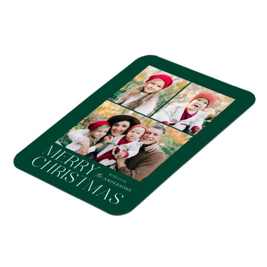 Moderne frohe Weihnachten 3 Foto Collage Magnet (Linke Seite)