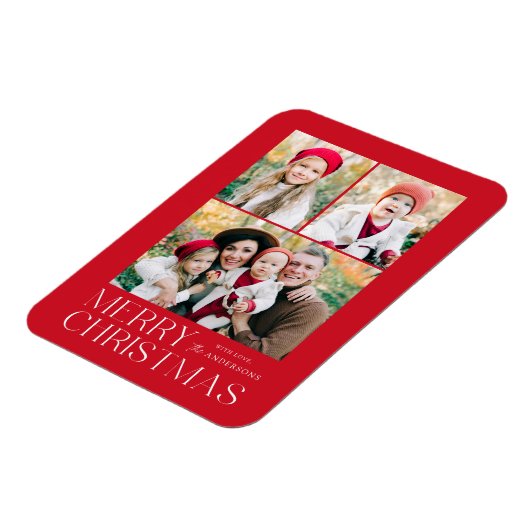 Moderne frohe Weihnachten 3 Foto Collage Magnet (Linke Seite)