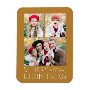 Moderne frohe Weihnachten 3 Foto Collage Magnet