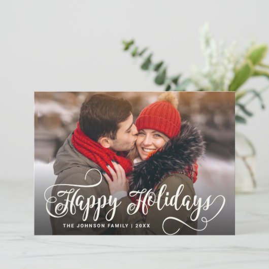 Moderne frohe Weihnachten 3 FOTO Gruß (Stehend Vorderseite)