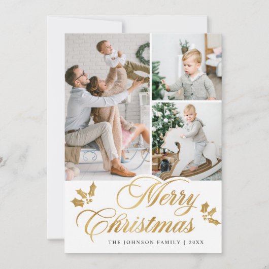 Moderne frohe Weihnachten 3 FOTO Gruß (Vorderseite)
