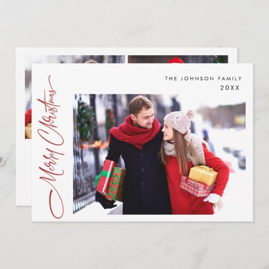 Moderne frohe Weihnachten 3 FOTO Gruß (Vorne/Hinten)