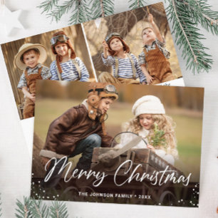 Moderne Frohe Weihnachten 3 FOTO Grußkarte