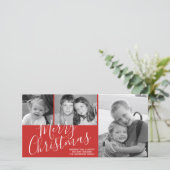 Moderne frohe Weihnachten 3 Foto kann Rot ändern (Stehend Vorderseite)