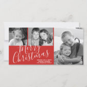 Moderne frohe Weihnachten 3 Foto kann Rot ändern (Vorderseite)