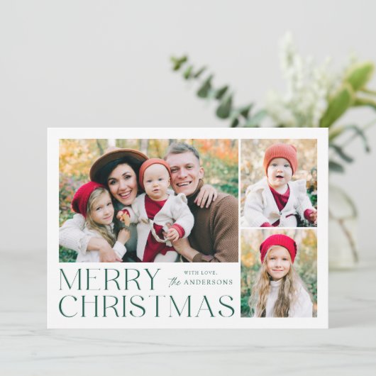 Moderne frohe Weihnachten 4 Foto Collage (Stehend Vorderseite)