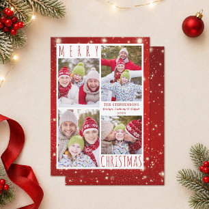 Moderne FROHE WEIHNACHTEN 4 Foto-Collage Rote Lich