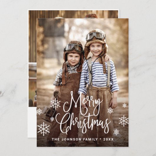 Moderne frohe Weihnachten 4 FOTO Gruß (Vorne/Hinten)