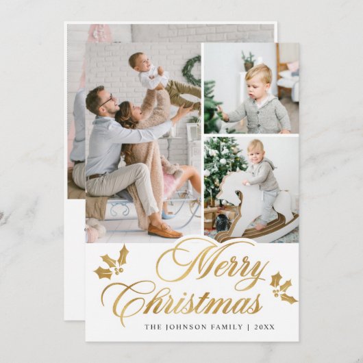 Moderne frohe Weihnachten 4 FOTO Gruß (Vorne/Hinten)