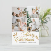 Moderne frohe Weihnachten 4 FOTO Gruß (Stehend Vorderseite)