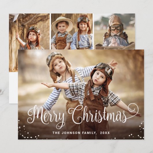 Moderne frohe Weihnachten 4 FOTO Gruß (Vorne/Hinten)