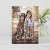 Moderne frohe Weihnachten 4 FOTO Gruß (Stehend Vorderseite)