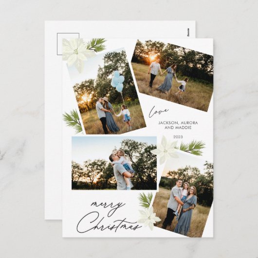 Moderne frohe Weihnachten 4 Foto Poinsettia (Vorne/Hinten)