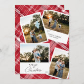 Moderne frohe Weihnachten 4 Foto Rot Kariert (Vorne/Hinten)