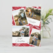 Moderne frohe Weihnachten 4 Foto Rot Kariert (Stehend Vorderseite)