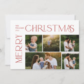 Moderne frohe Weihnachten 5 Foto Rote Typografie (Vorderseite)