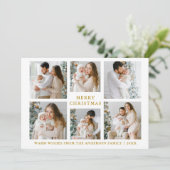 Moderne frohe Weihnachten 6 Foto Gold (Stehend Vorderseite)