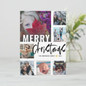 Moderne frohe Weihnachten 7 Foto Collage Script (Stehend Vorderseite)