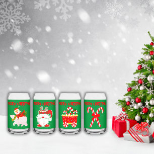Moderne frohe Weihnachten auf Grün   Dosenglas